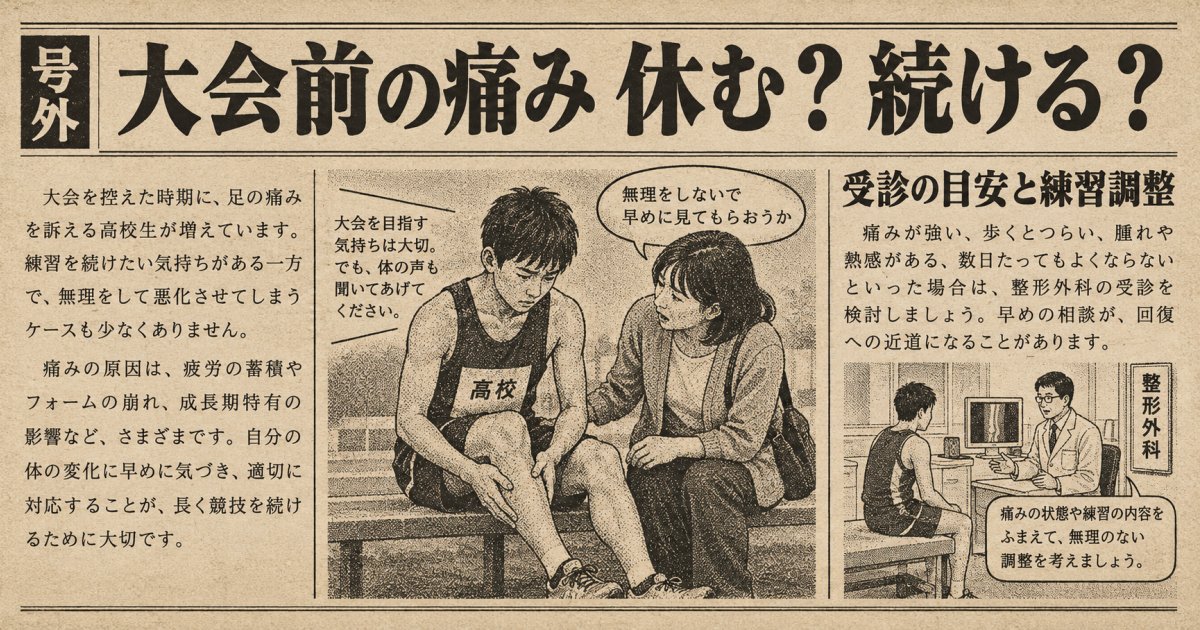 大会前の部活で痛む時も練習続けたい!休止の境界線と受診の目安