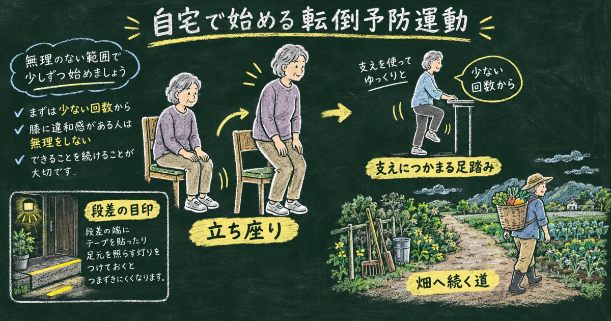 膝が気になる高齢者の転倒予防運動｜自宅で始める方法と注意点