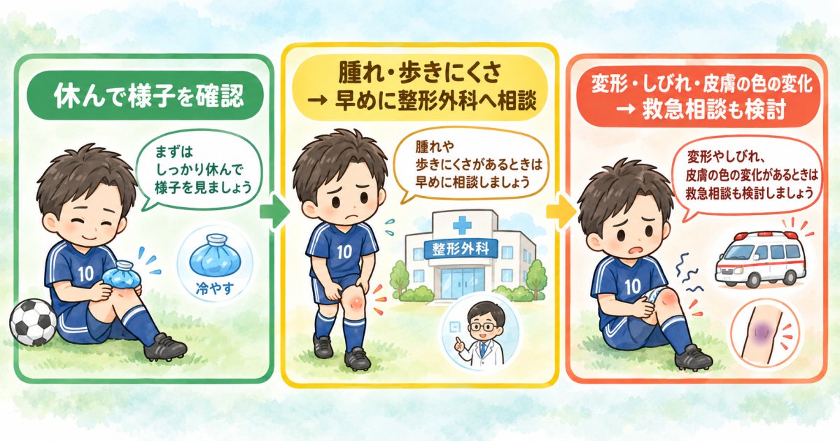 サッカーで膝が痛み、腫れたら練習は中断すべき？