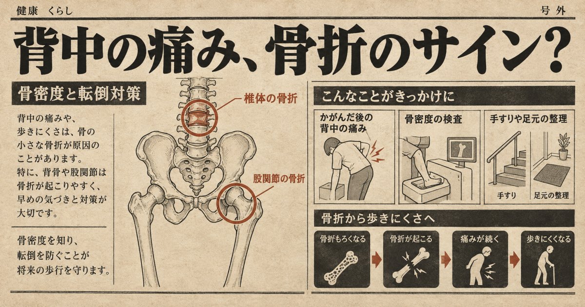 骨粗鬆症を放置すると寝たきりに？背中の痛みと骨折のサイン