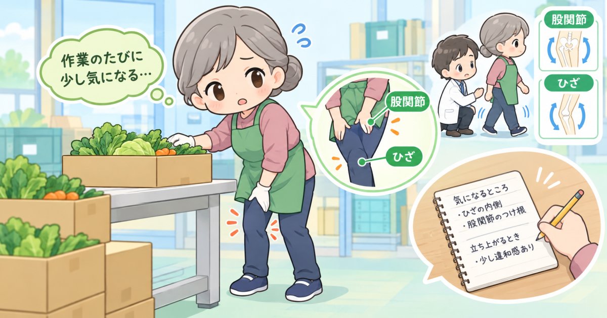 60代女性の膝のこわばり・股関節の違和感｜受診目安と仕事の工夫