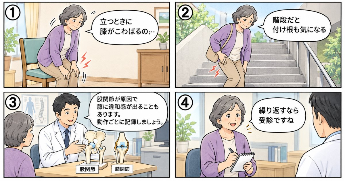 60代の膝と股関節の変化を、痛む場所と症状の出方から見る